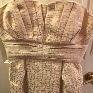 cream and gold cocktail dress